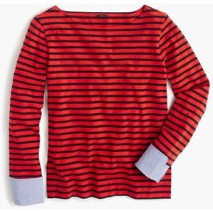 Jcrew striped boatneck tee with built-in cuffs