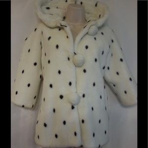 White Fake Fur Coat with Black Spots from Herrods