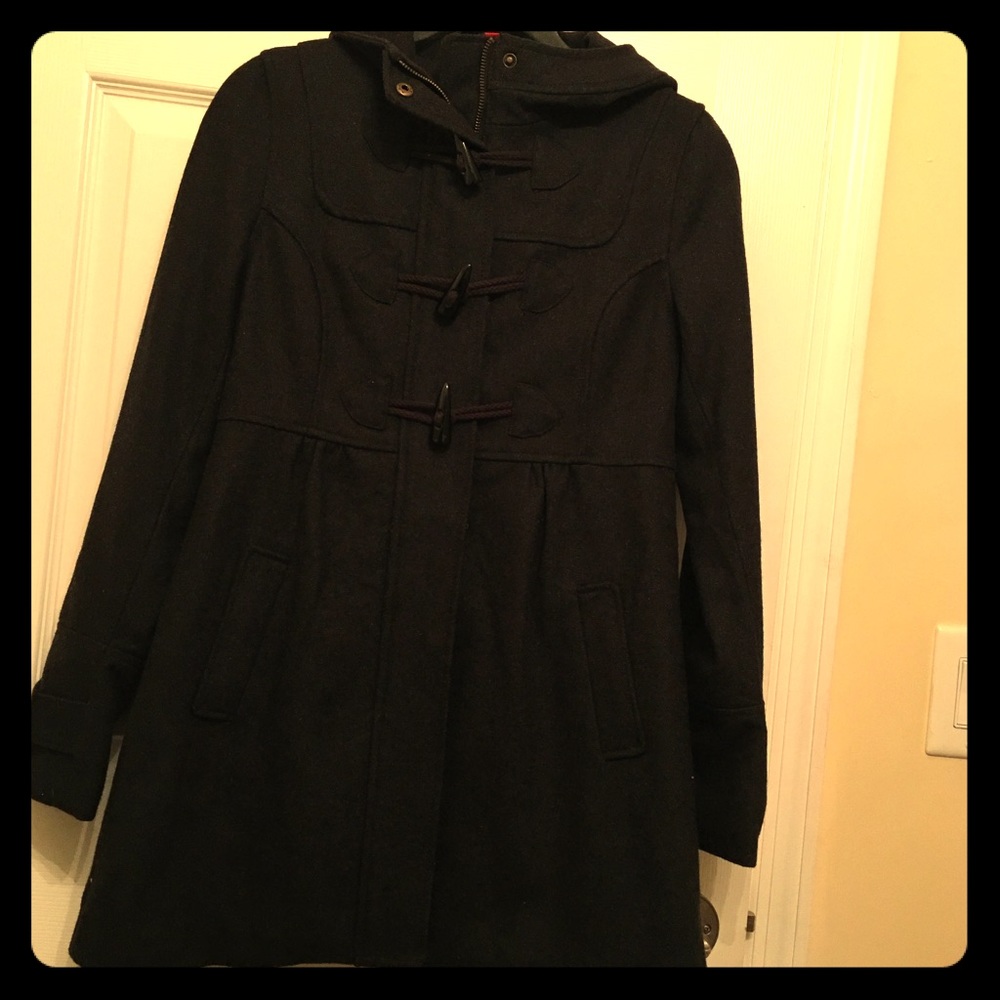 H&M double breasted hooded coat, peacoat