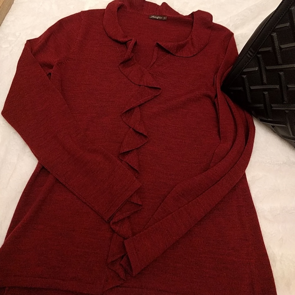 Merino wool J. McLaughlin ruffled sweater