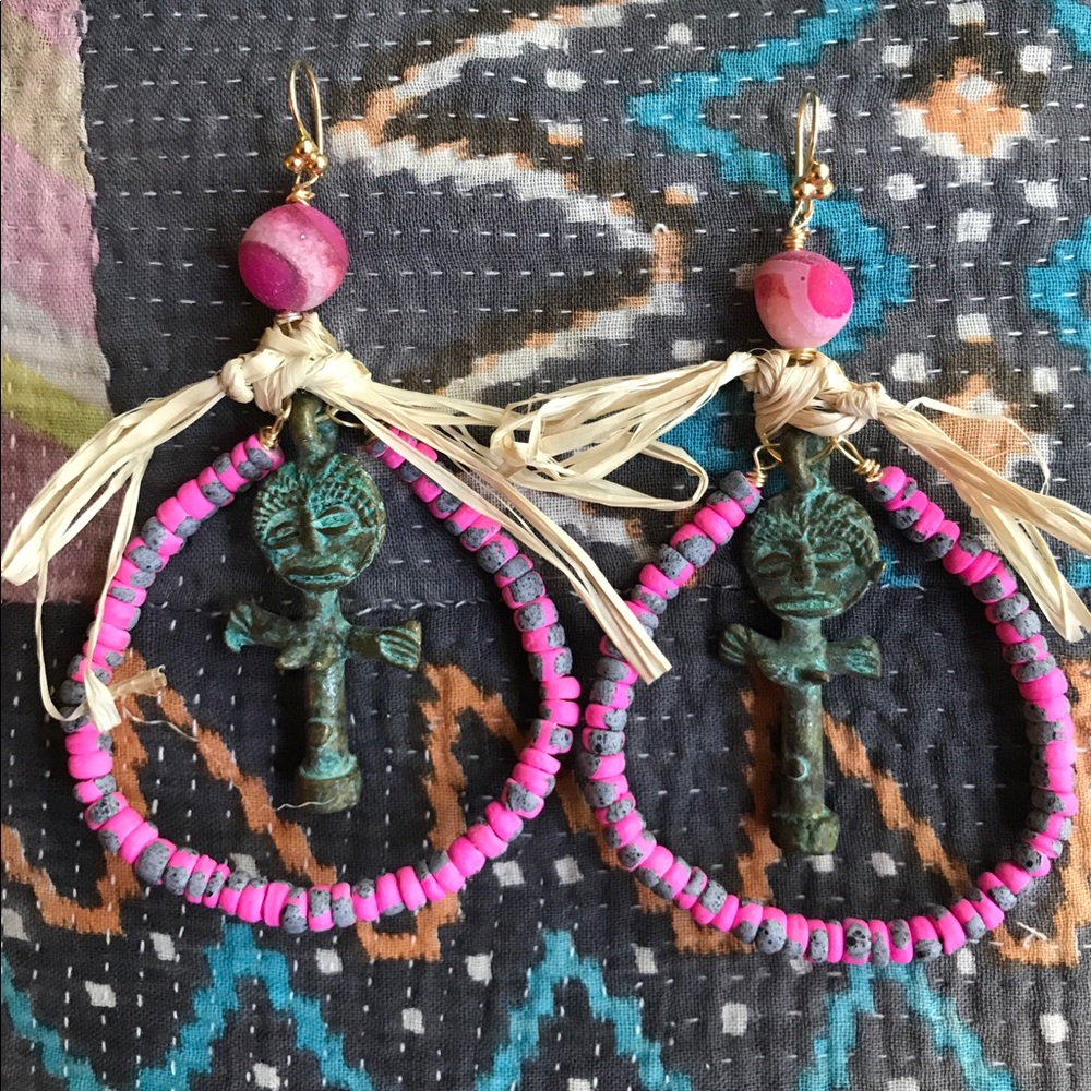 Nyame Earrings - Ghana goddess pendants
