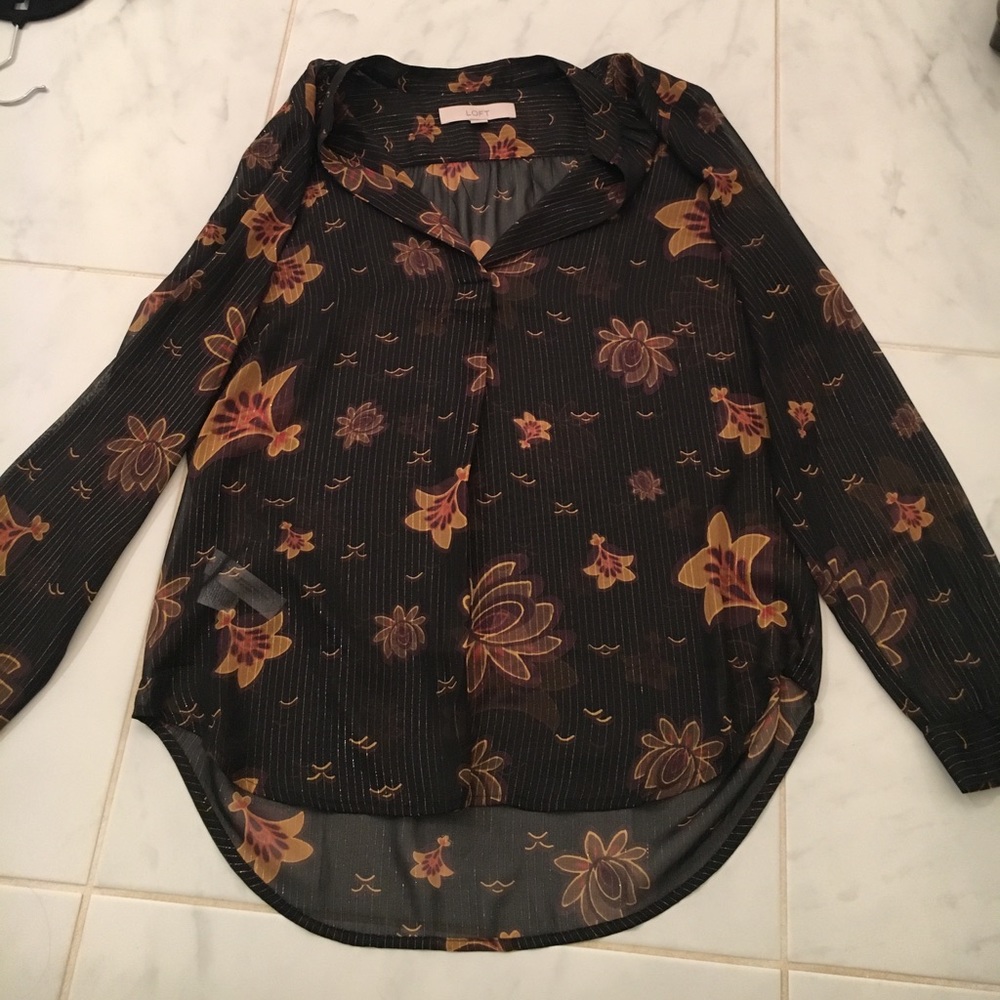NWOT LOFT Sheer Floral Blouse