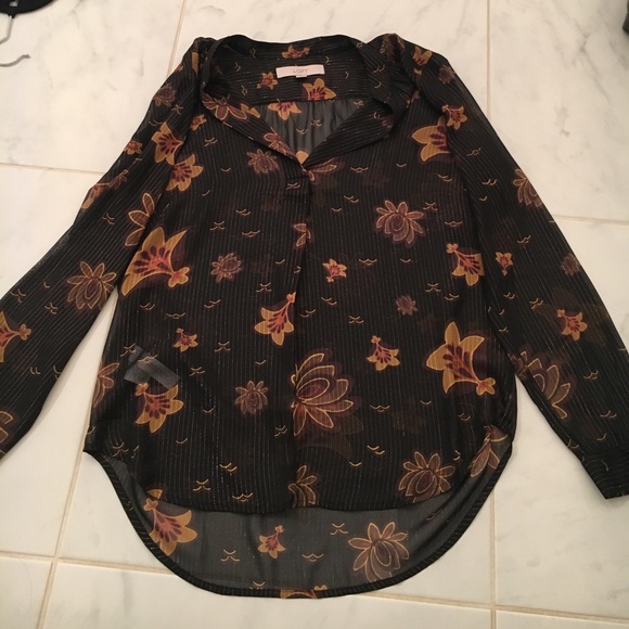 NWOT LOFT Sheer Floral Blouse - Picture 1 of 3