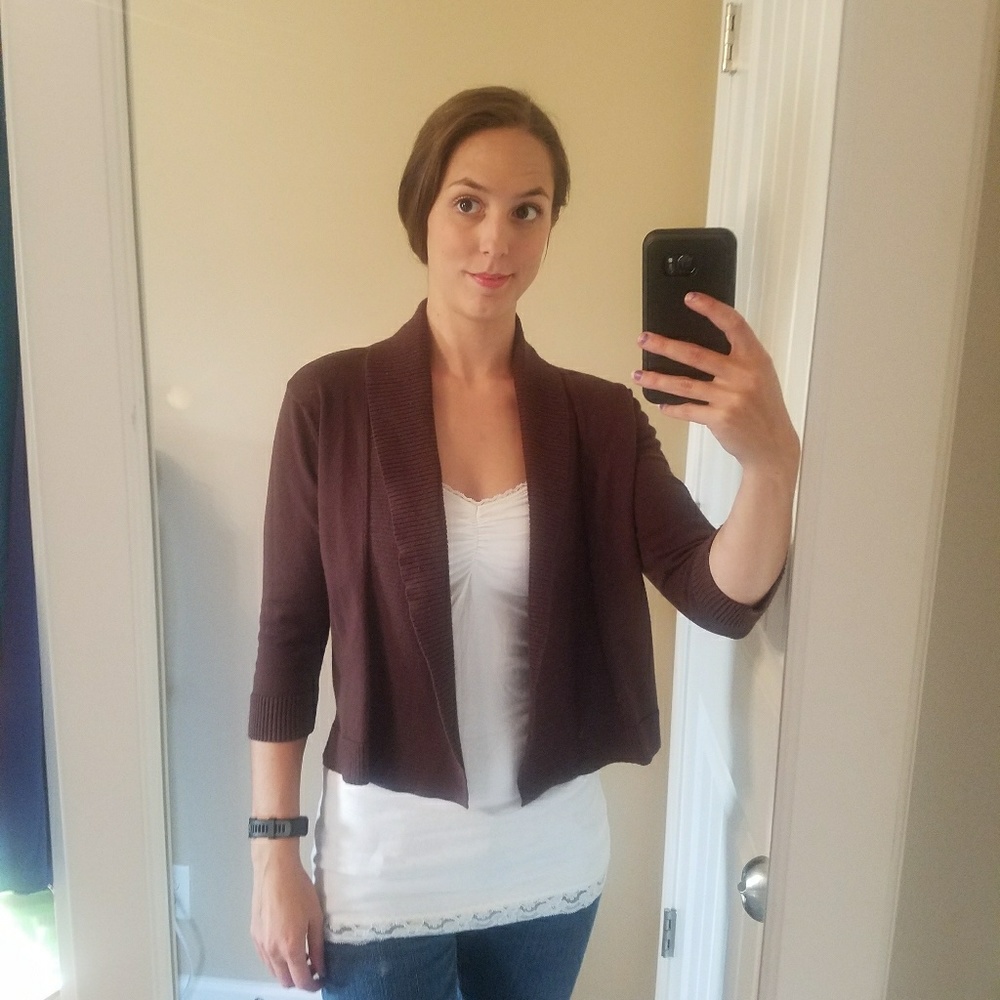 89th & Madison - Brown 3/4 Sleeve Srug/Cardigan