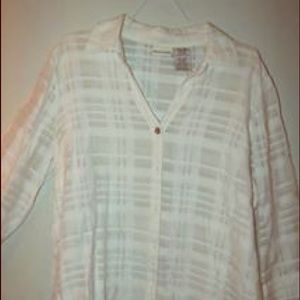 White Stag white semi sheer 3/4 sleeve button up