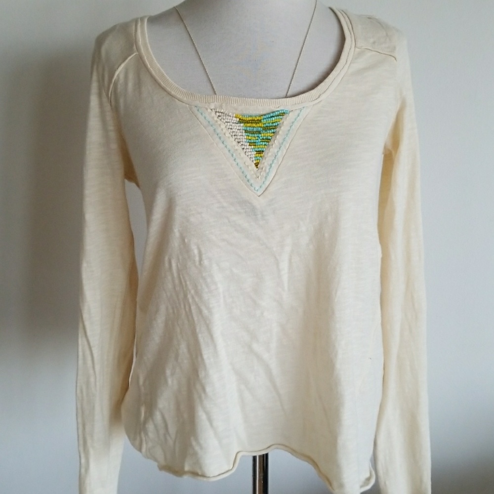 Free people beaded longsleeve v neck