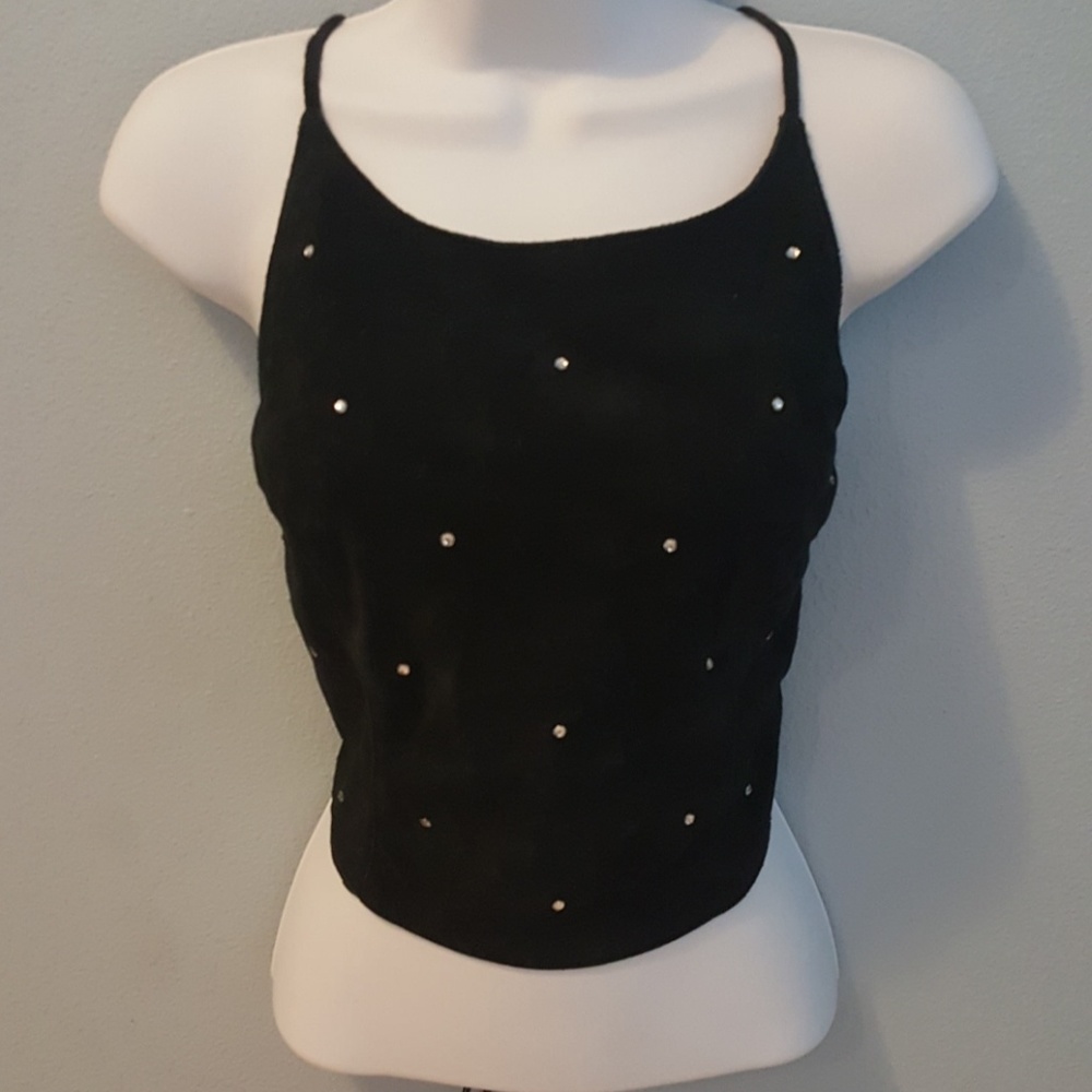 Sexy 100% leather tie halter top