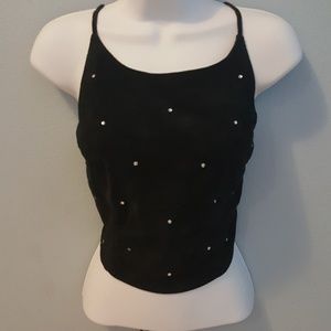 Sexy 100% leather tie halter top