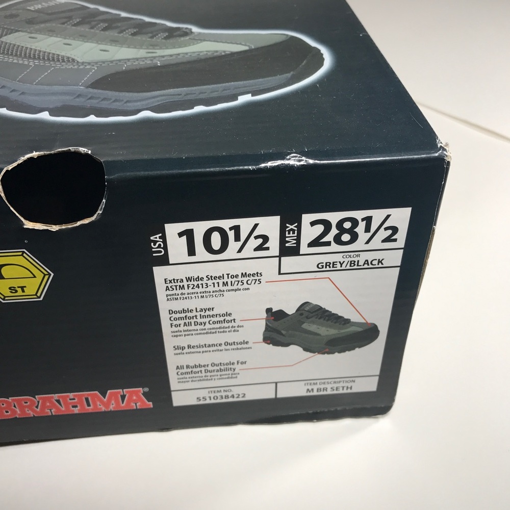 Brahma Mens Steel Toe Shoes Grey Black Size 10.5 - Picture 3 of 3