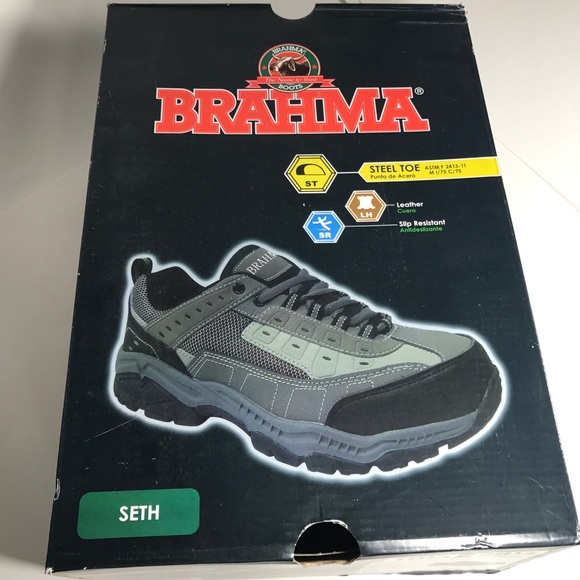 Brahma Mens Steel Toe Shoes Grey Black Size 10.5 - Picture 2 of 3