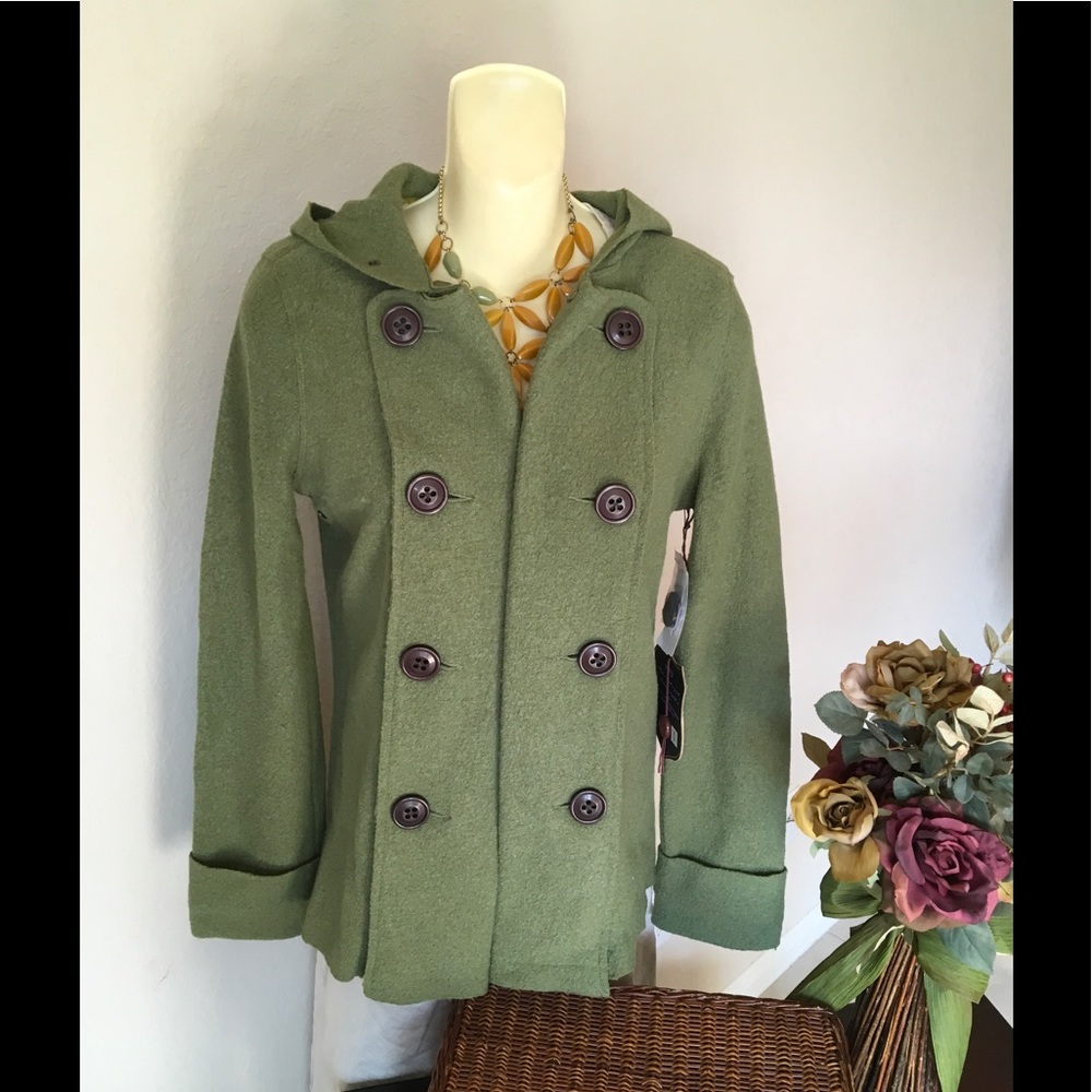 Millard Fillmore Woolblend Hooded Green Peacoat