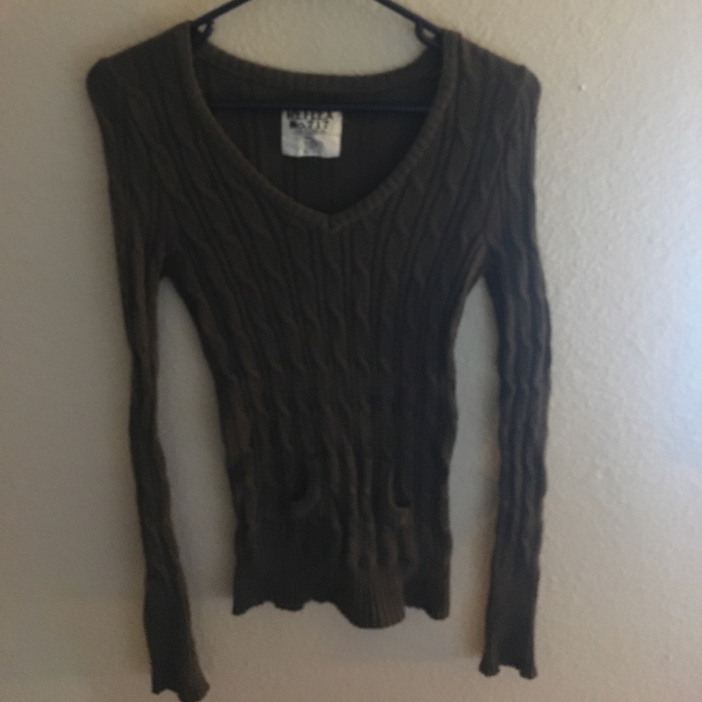 Olive(?) knit sweater