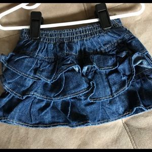 Cute Denim Ruffle Bottom Skirt