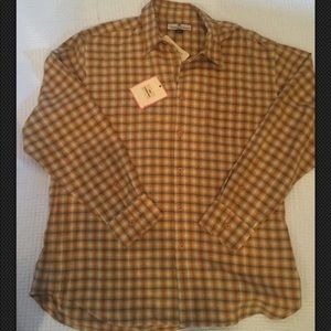 Mens Tommy Bahama Gold Checkered L/S Shirt XL NWT