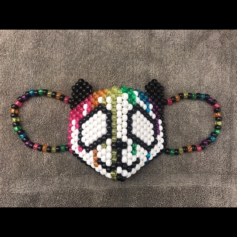 Glitter Rainbow Drip Panda kandi mask