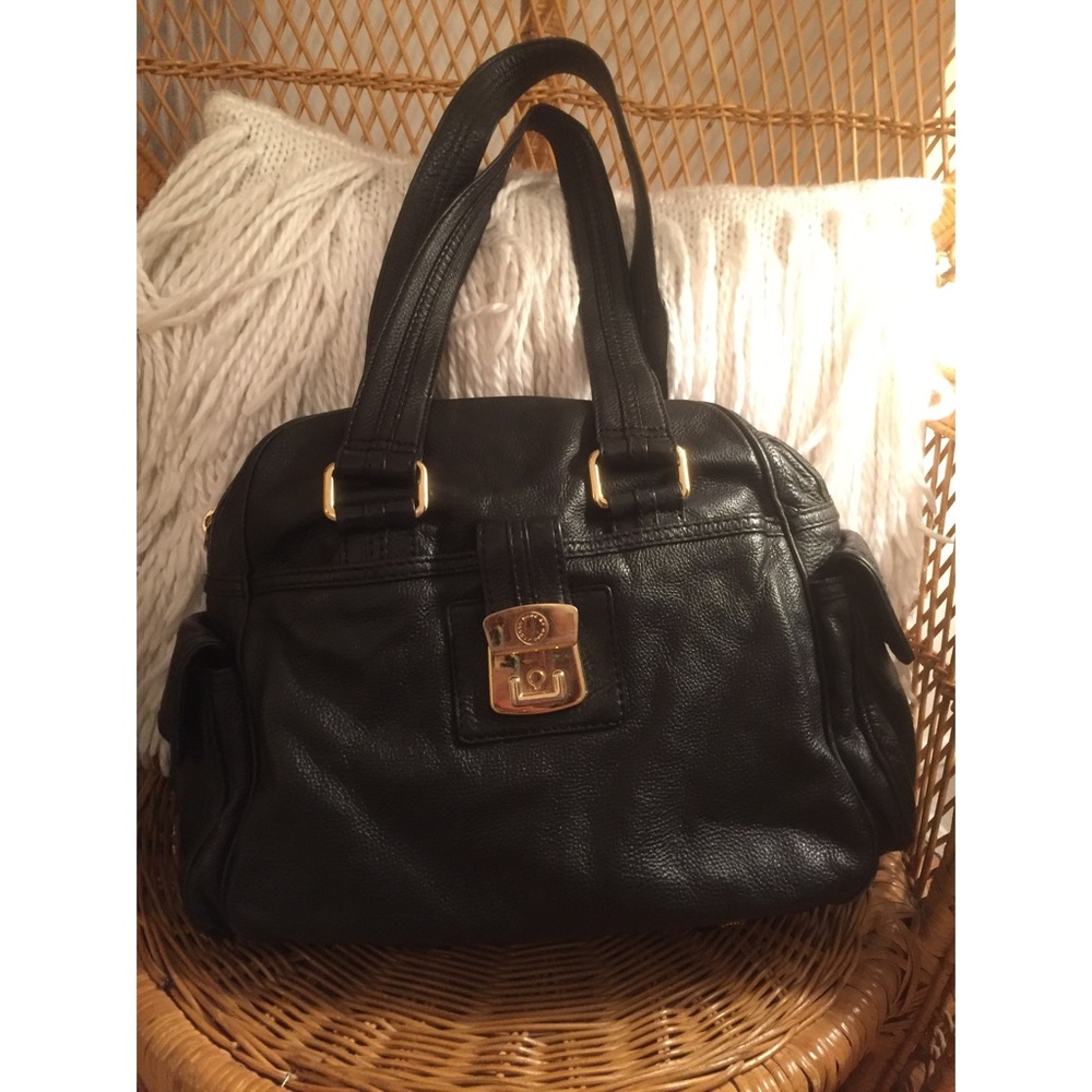 Marc Jacobs Black Leather and Gold Hobo Bag