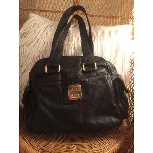 Marc Jacobs Black Leather and Gold Hobo Bag