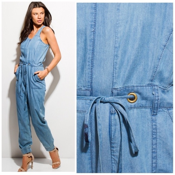 New!  Chambray Denim Jumpsuit - Picture 3 of 5