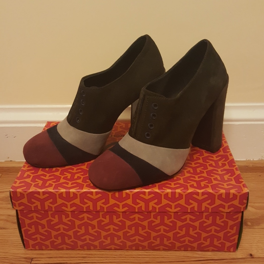Multicolored suede Tory Burch booties