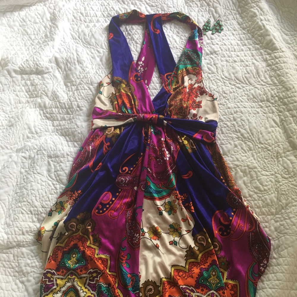 Colorful halter dress
