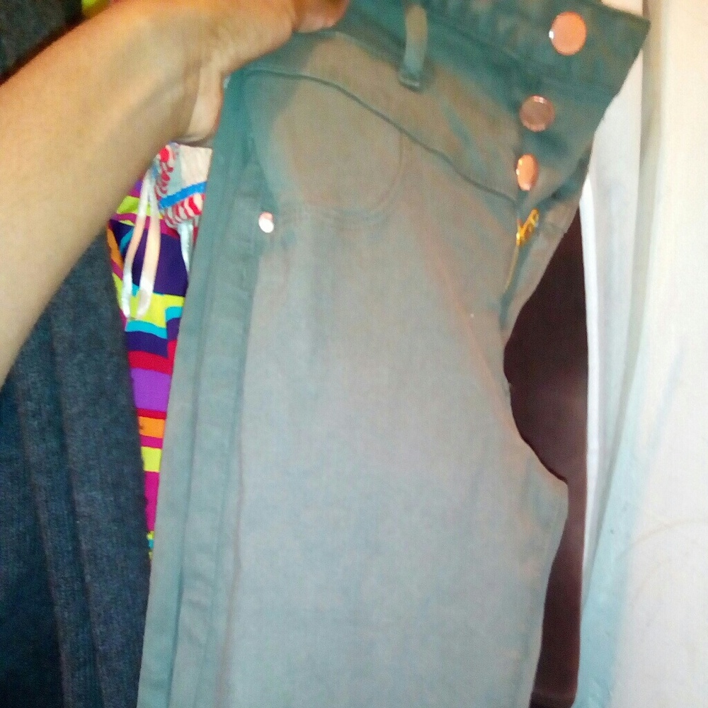 Olive Green High Waisted Skinny Jeans
