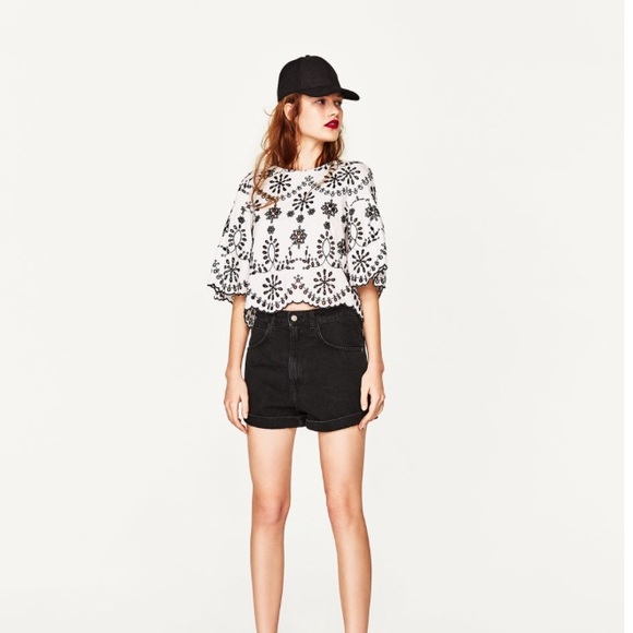 Zara Tops - Zara Cropped Top with Embroidery