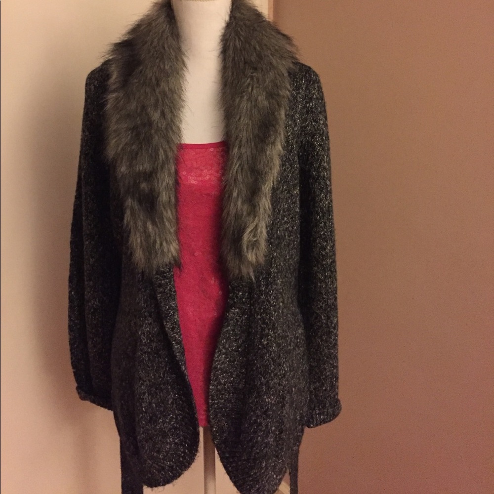 Charter Club faux fur cardigan