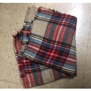 Plaid blanket scarf