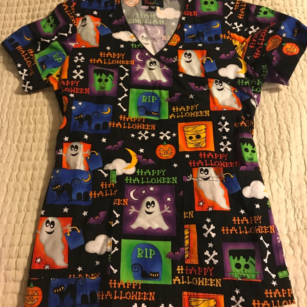Halloween scrub top