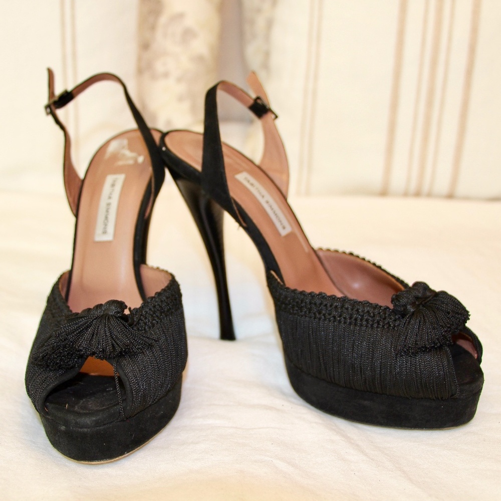 Tabitha Simmons Peep Toe Tassel shoes