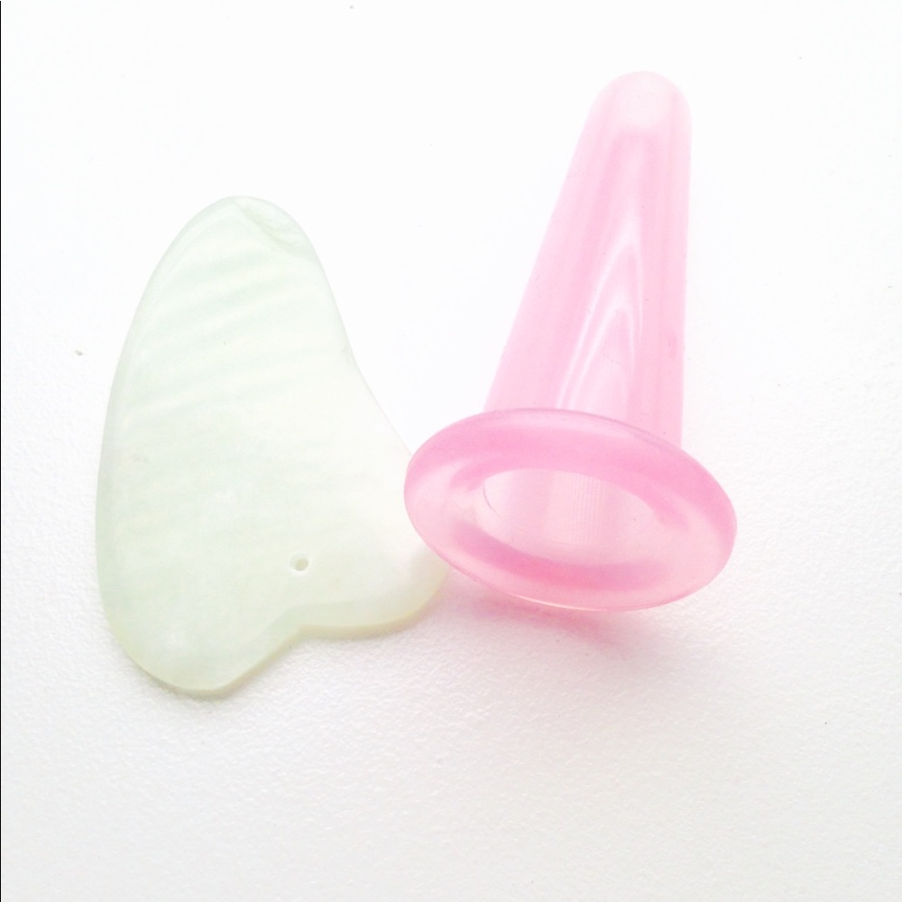 Facial Jade Gua Sha and Silicone Facial Cupping
