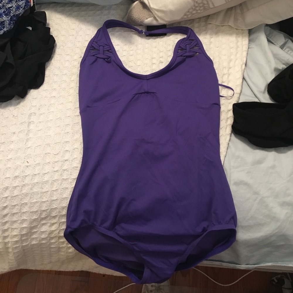 Purple halter leotard for dance