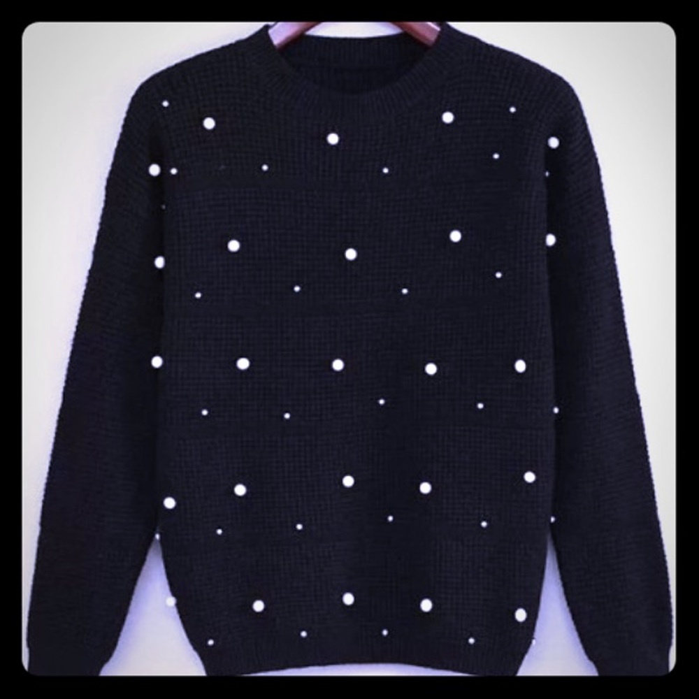 NEW Black Pearl Shoulder Sweater sz 0-6 US size