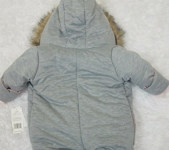 Jessica Simpson Faux Fur Baby Romper Bodysuit - Picture 2 of 8