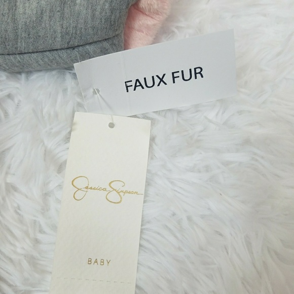 Jessica Simpson Faux Fur Baby Romper Bodysuit - Picture 4 of 8