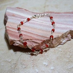 Silver plated ruby red crystal bracelet