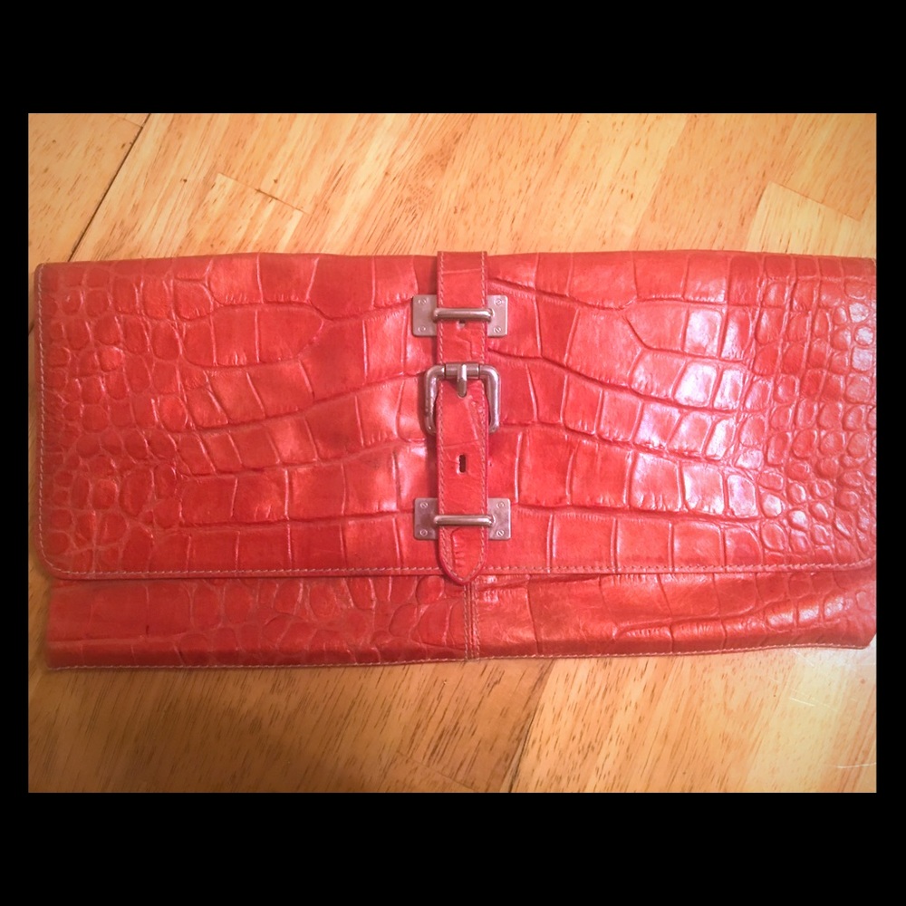 Italian leather, Red Clutch