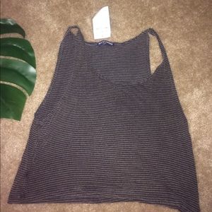 Charcoal striped Brandy Melville tank NWT Charcoal striped Brandy Melville tank NWT