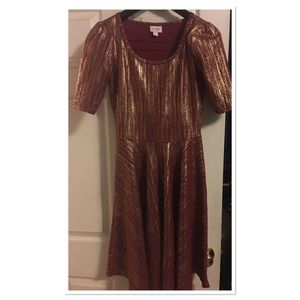 LuLaRoe Nicole in Red with Gold Pattern