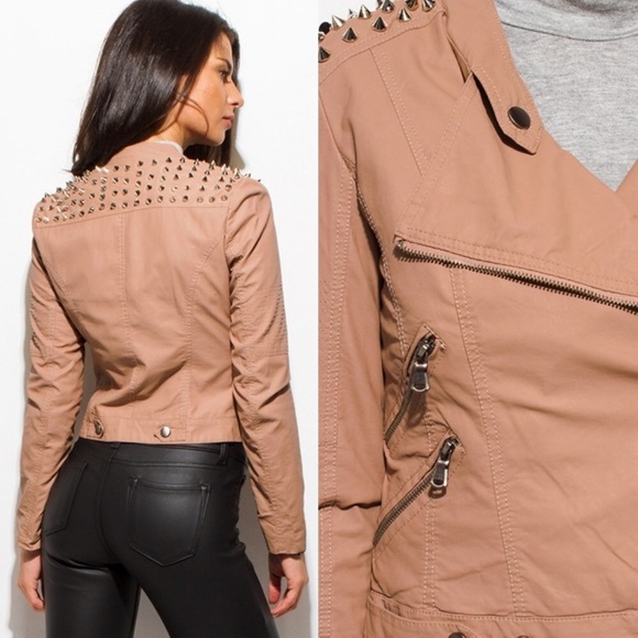 🌼NWT Chic Studded Mauve Motto Jacket - Picture 2 of 5