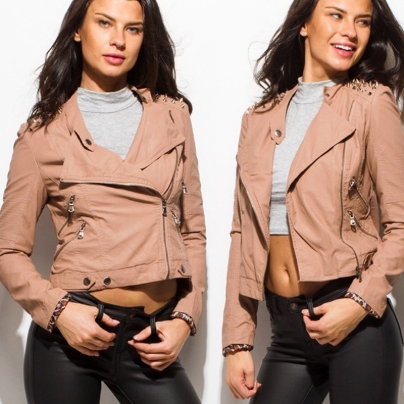 🌼NWT Chic Studded Mauve Motto Jacket - Picture 3 of 5