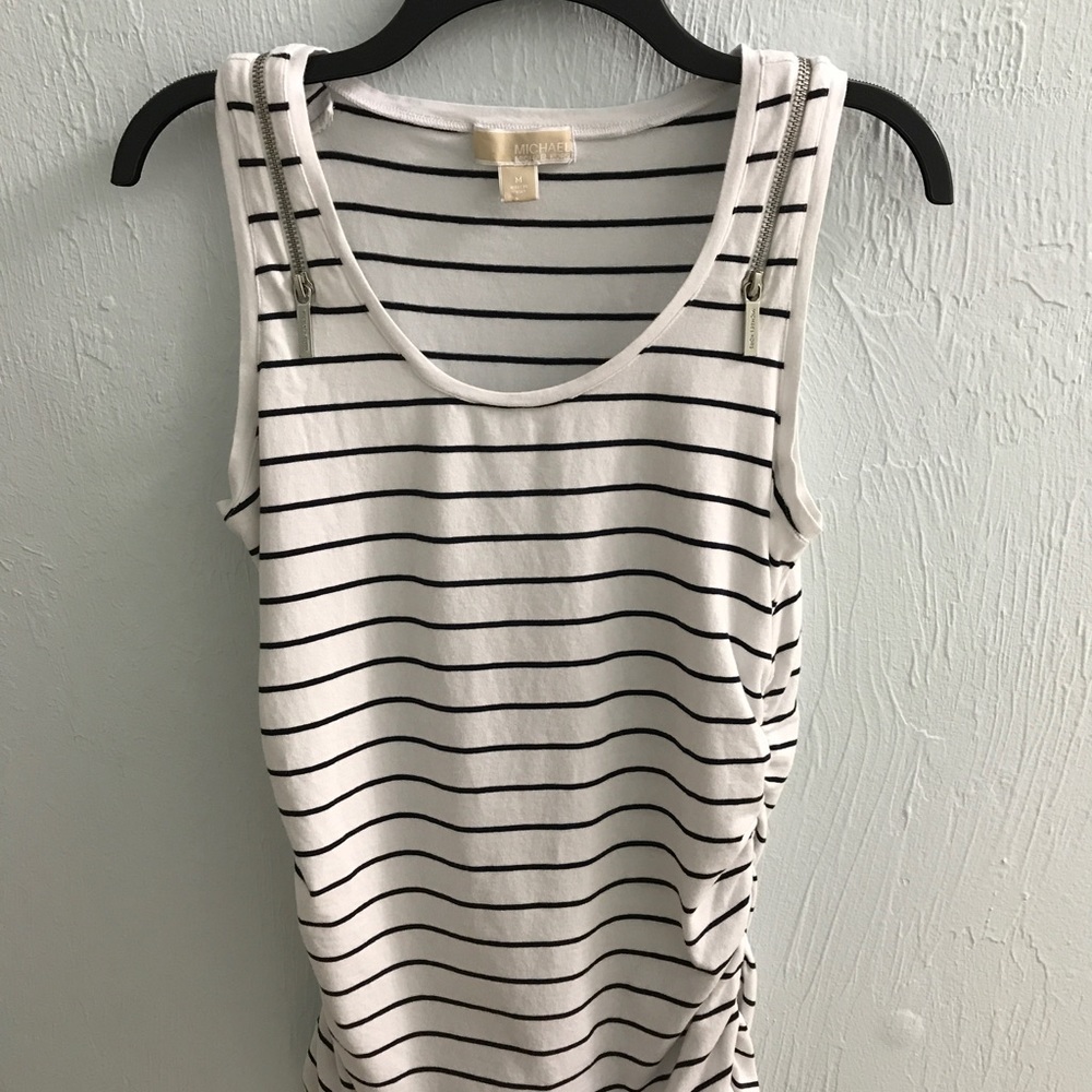 Michael Kors Sleeveless top white navy stripes M
