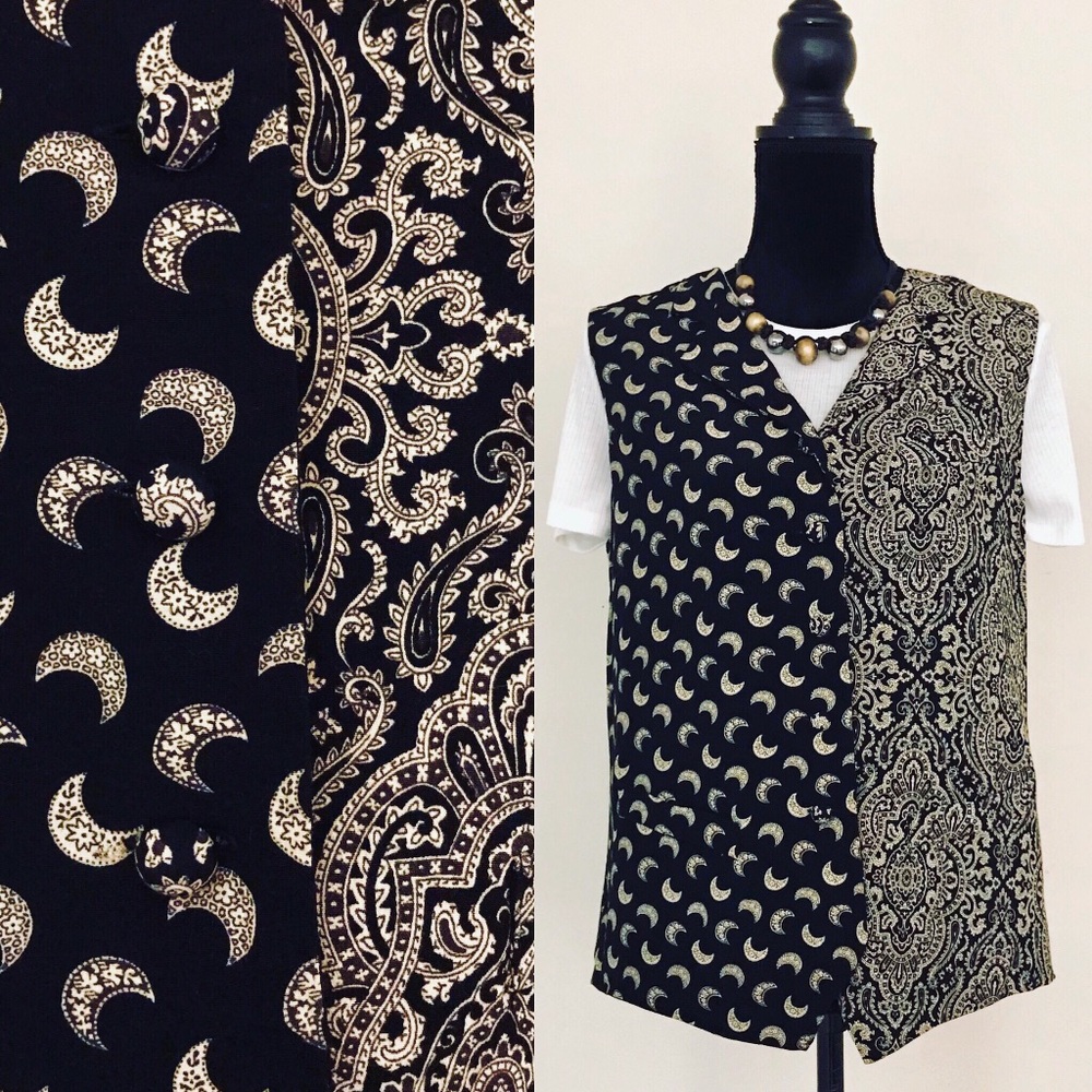 Vintage 80s Albert Nipon Black & White Moon Vest