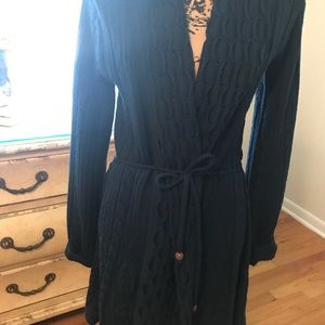 Cute true navy sweater wrap coat with string belt