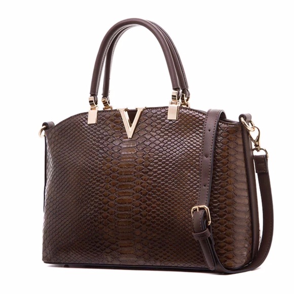 Brown The Peloma Crocodile Embossed Handbag - Picture 2 of 7