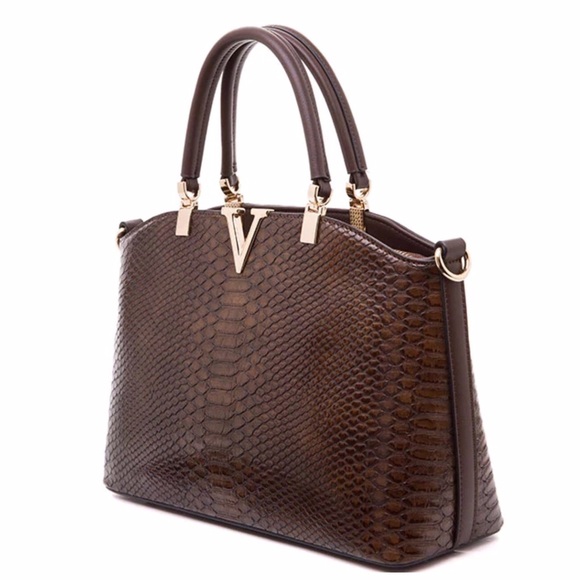Brown The Peloma Crocodile Embossed Handbag - Picture 3 of 7