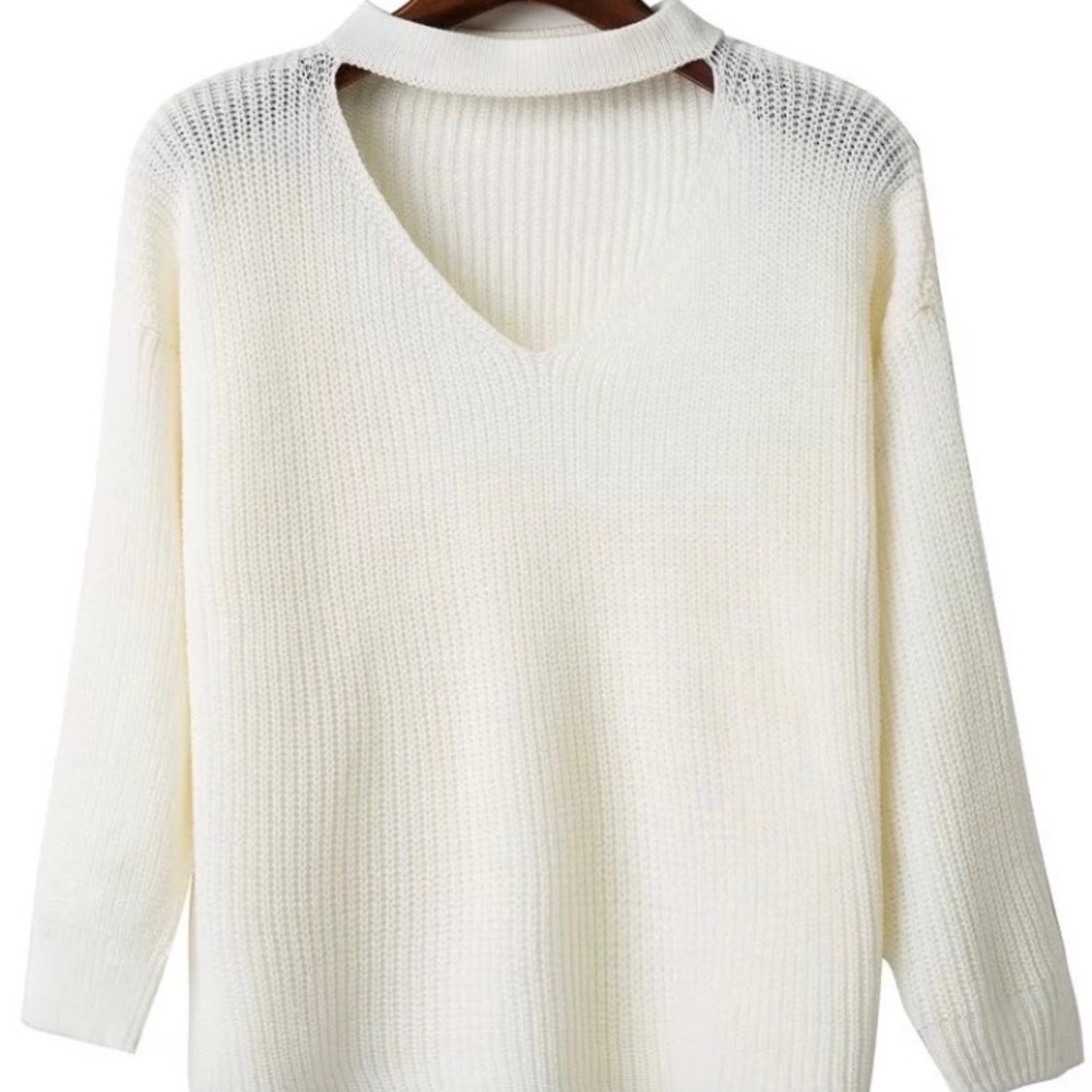 White Choker Sweater