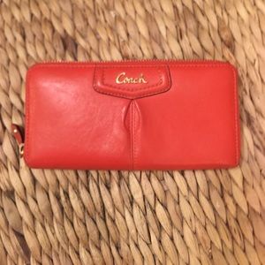 Coach orange leather wallet