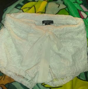 White lace shorts