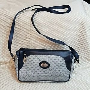 Vintage GUCCI Navy Coated Canvas Crossbody Bag Vintage GUCCI Navy Coated Canvas Crossbody Bag